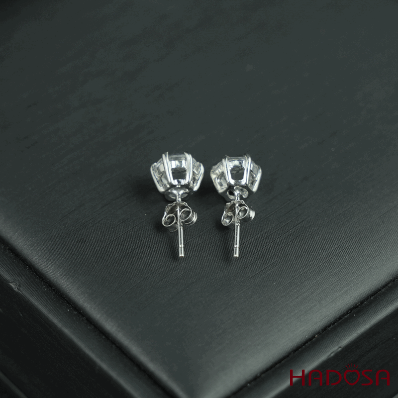 Hoa tai Topaz trắng 5mm bạc 925