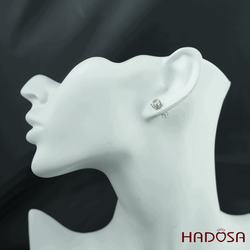 Hoa tai Topaz trắng 5mm bạc 925