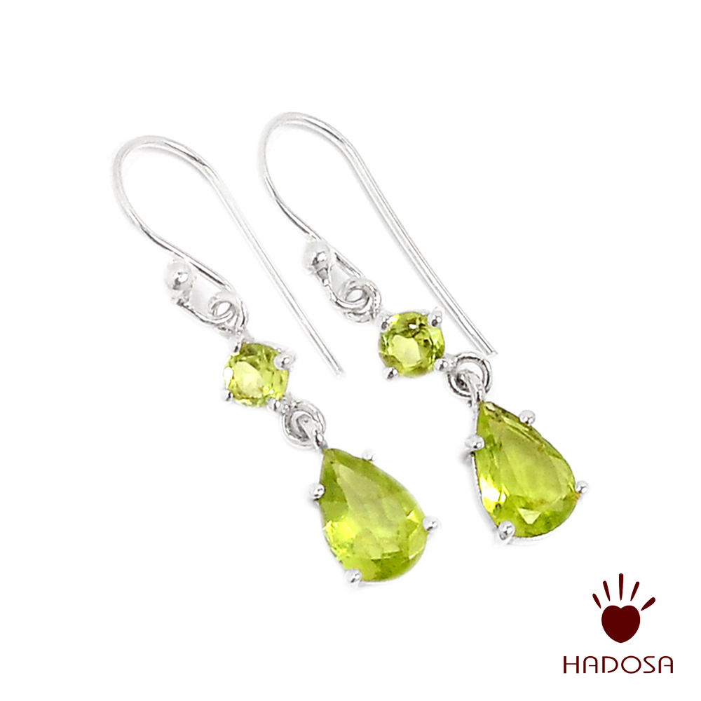 Hoa tai đá Peridot bạc 925 cao cấp