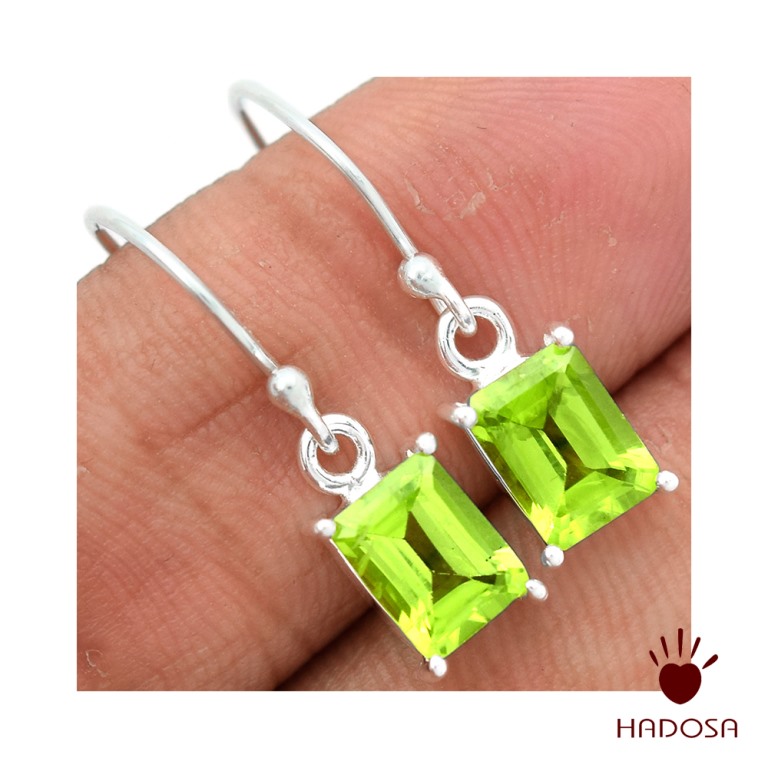 Hoa tai đá Peridot cao cấp bạc 925