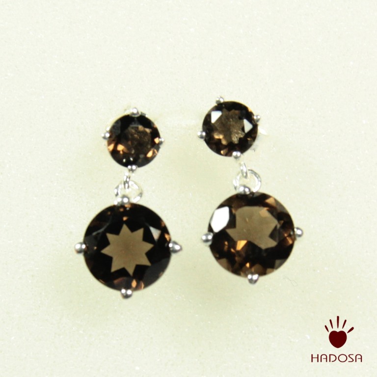 Hoa tai Thạch anh khói bạc 925 cao cấp