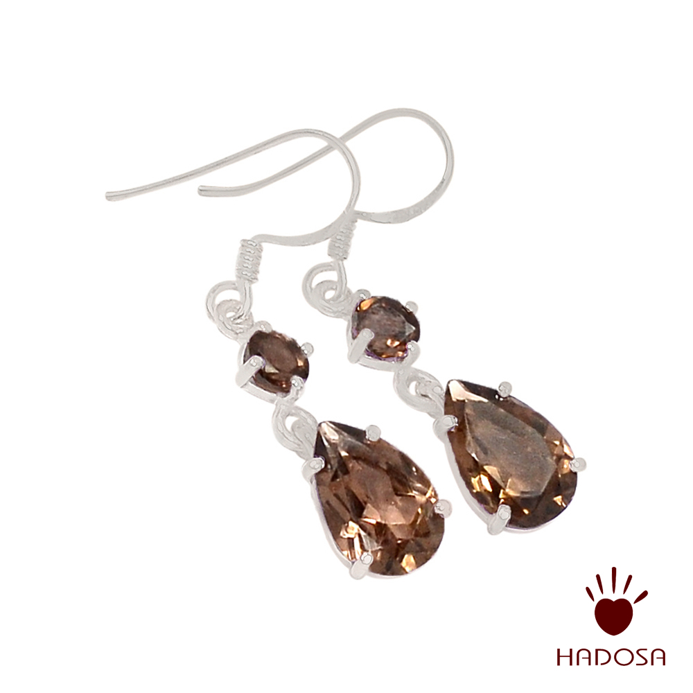 Hoa tai Thạch anh khói bạc 925 cao cấp