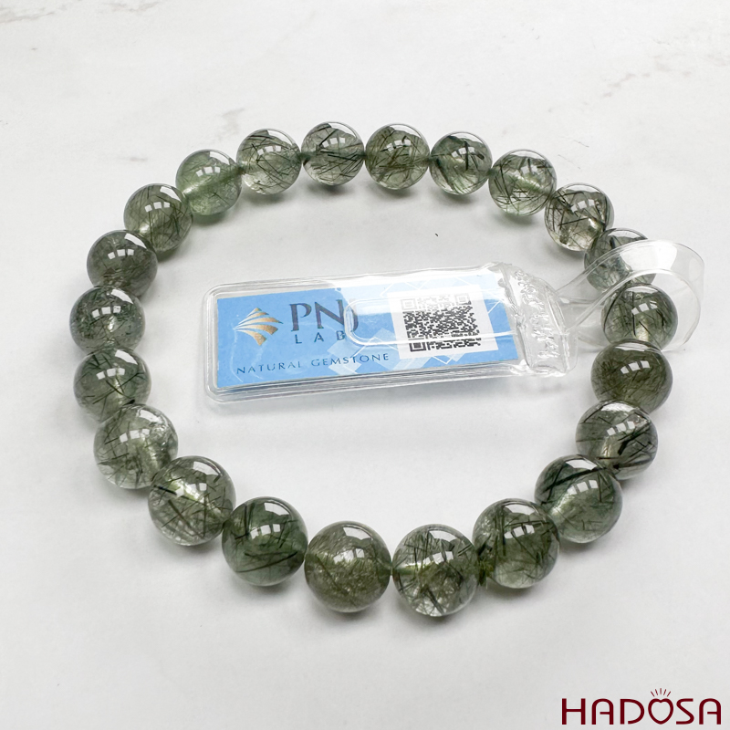 Vòng đá Thạch anh tóc xanh 8mm chuẩn 4A