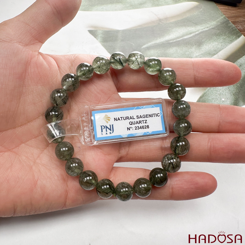 Vòng đá Thạch anh tóc xanh 8mm chuẩn 4A