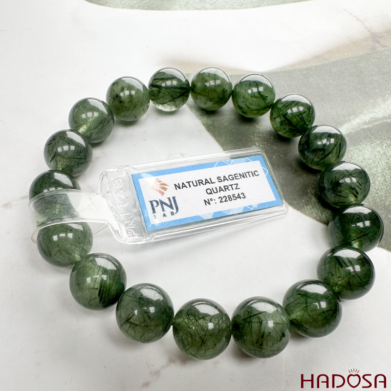 Vòng đá Thạch anh tóc xanh 11mm chuẩn 4A