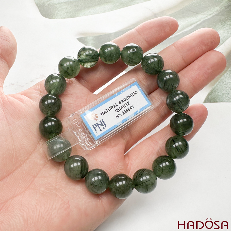 Vòng đá Thạch anh tóc xanh 11mm chuẩn 4A