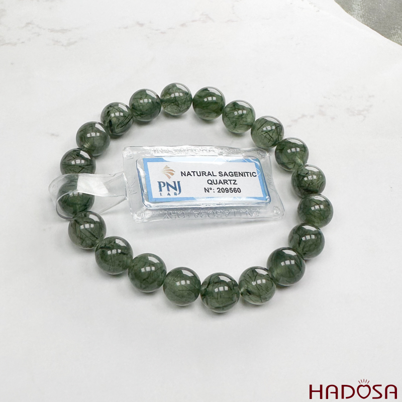 Thạch anh Tóc xanh 9mm cao cấp chuẩn 4A