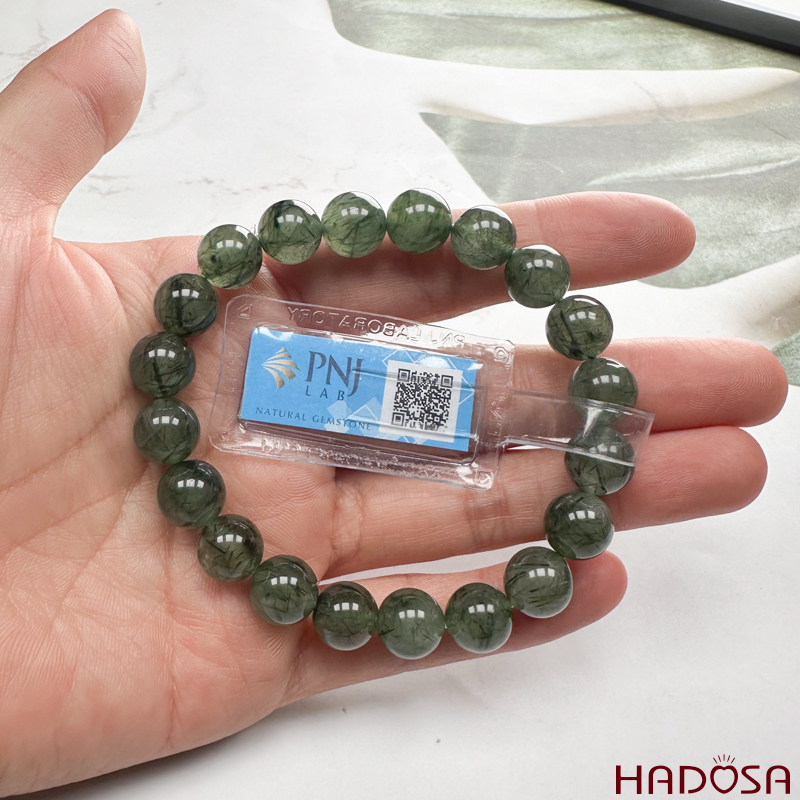 Thạch anh Tóc xanh 9mm cao cấp chuẩn 4A