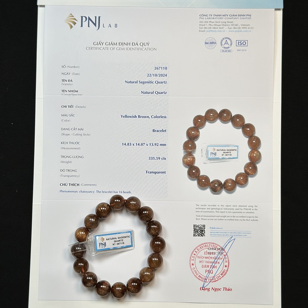 Thạch Anh tóc đồng 14mm chuẩn 6A cao cấp