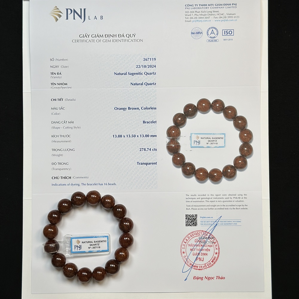 Thạch Anh tóc nâu 13 ly chuẩn 6A cao cấp