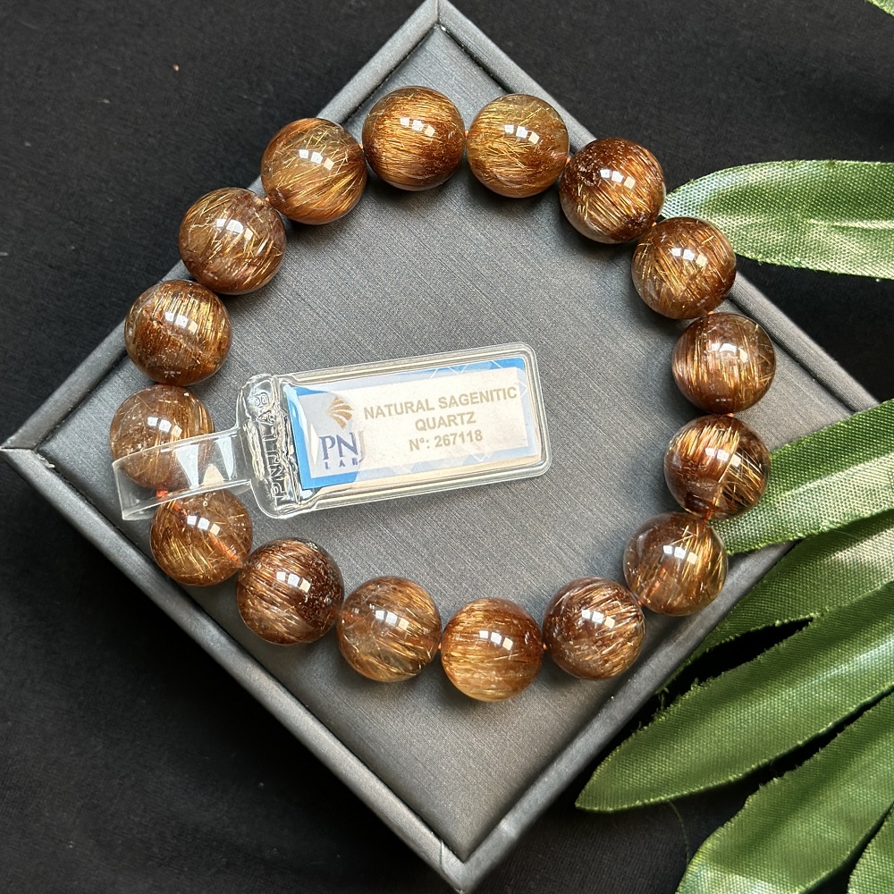 Thạch Anh tóc đồng 14mm chuẩn 6A cao cấp