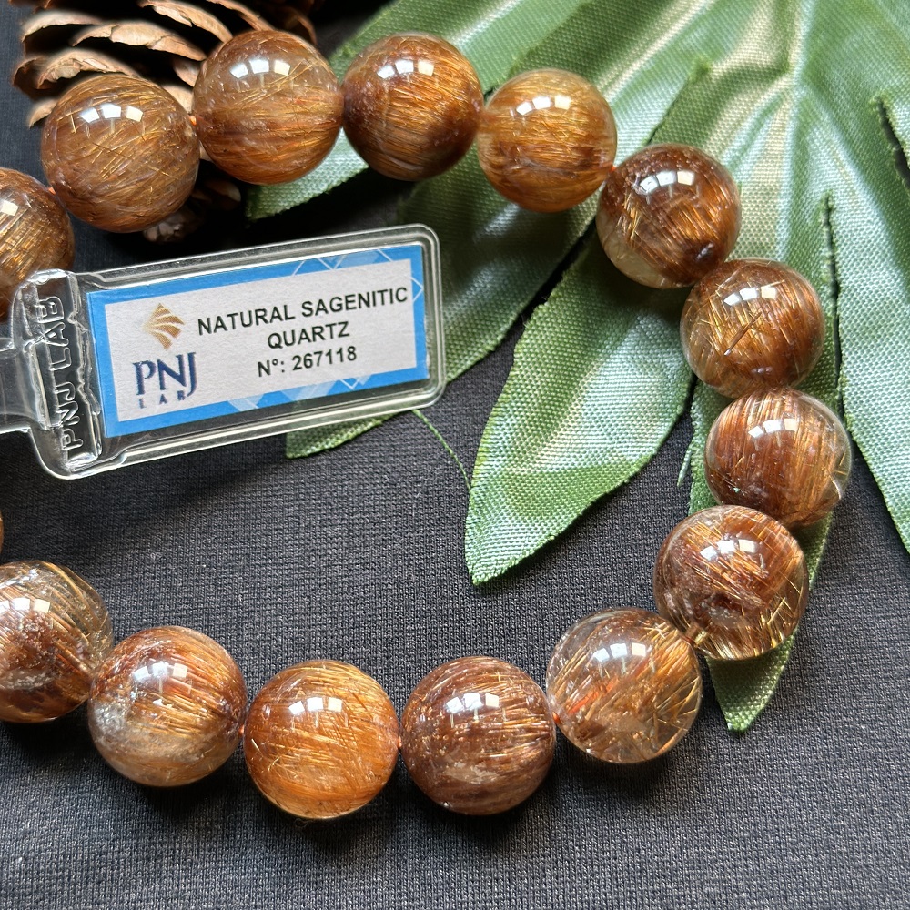 Thạch Anh tóc đồng 14mm chuẩn 6A cao cấp