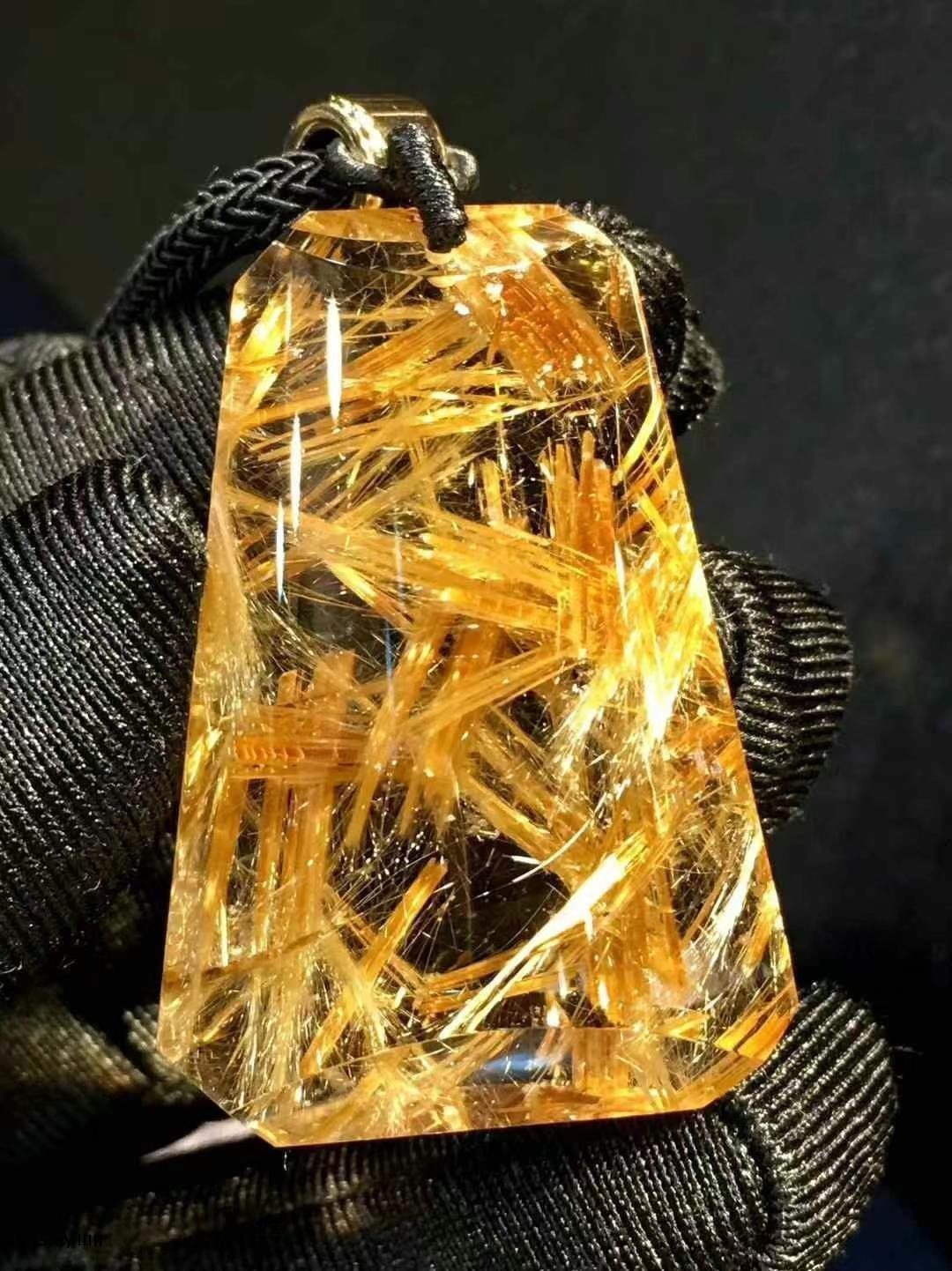 Mặt Thạch Anh Tóc Vàng VIP Bã Mía Hoa Thị 39x27x13mm