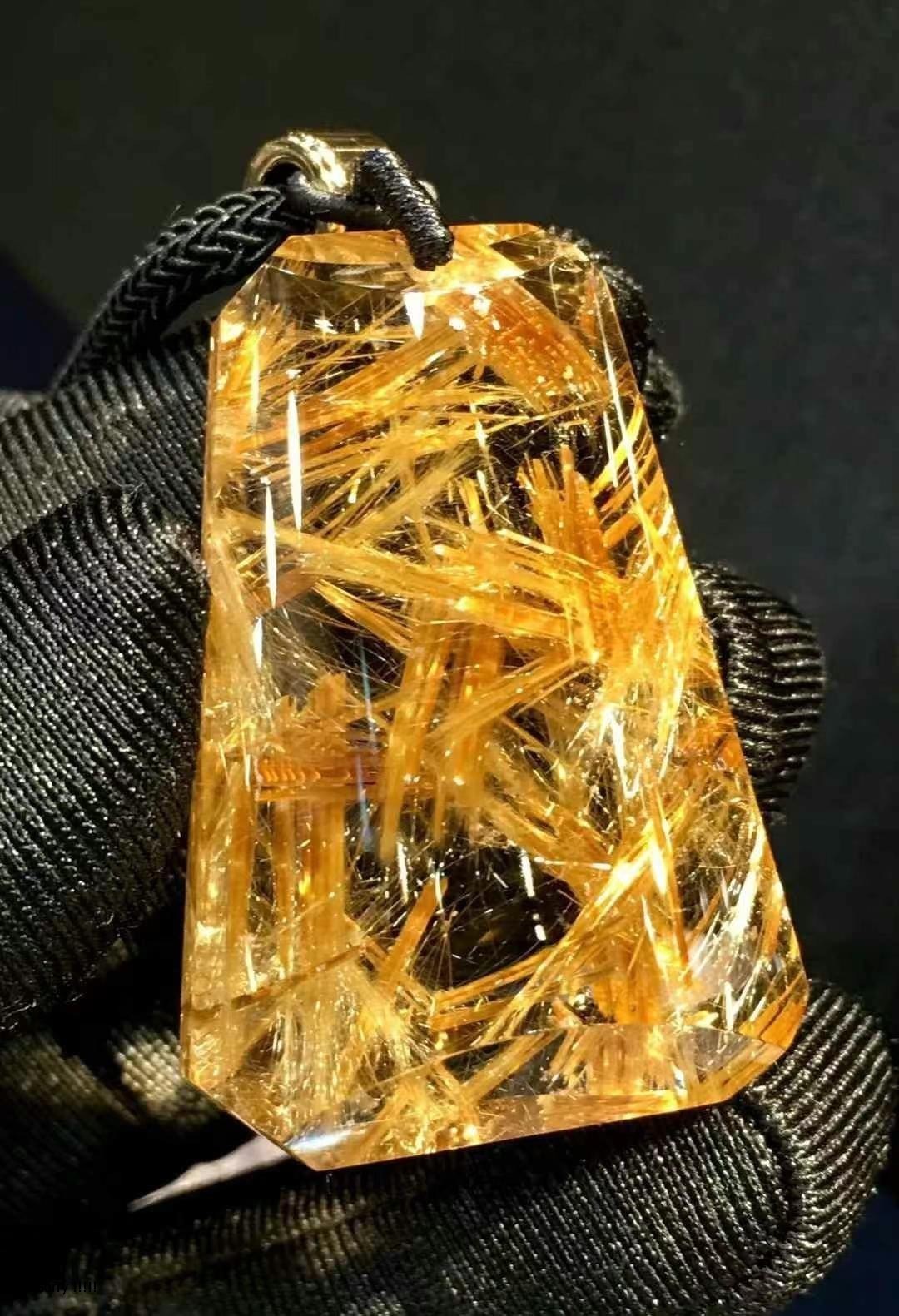 Mặt Thạch Anh Tóc Vàng VIP Bã Mía Hoa Thị 39x27x13mm