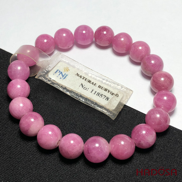 Vòng Ruby hồng tươi đẹp 09mm cao cấp