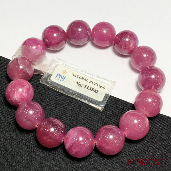 Vòng Ruby Thái hồng đậm trong 13mm