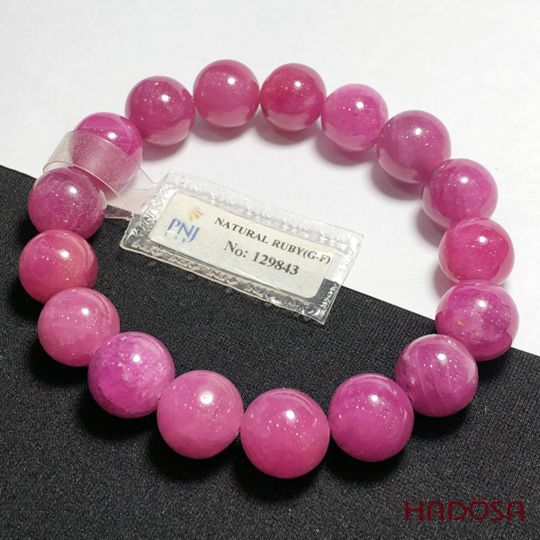 Vòng chuỗi Ruby Thái hồng đẹp ánh sao 12mm cao cấp