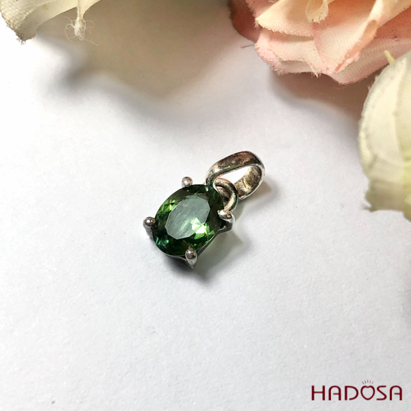 Mặt dây đá Tourmaline xanh bạc 925 cao cấp