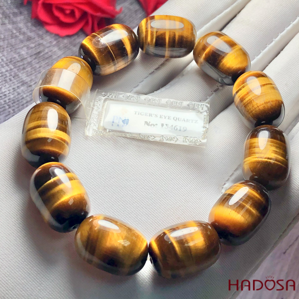 Vòng đá mắt Hổ vàng nâu lu thống 13x18mm 5A