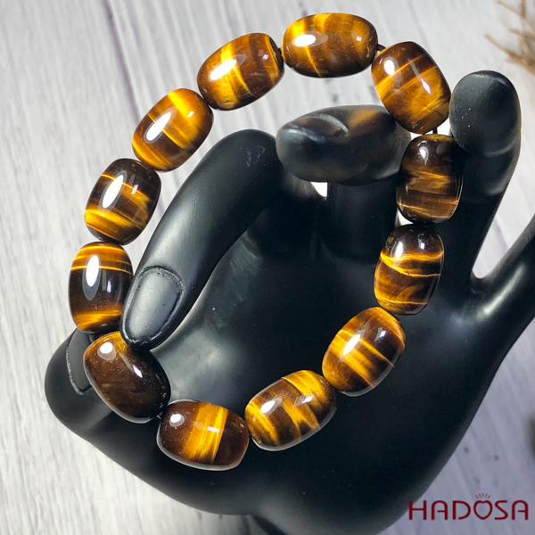 Vòng đá mắt Hổ vàng nâu hạt trụ 12x16mm 5A