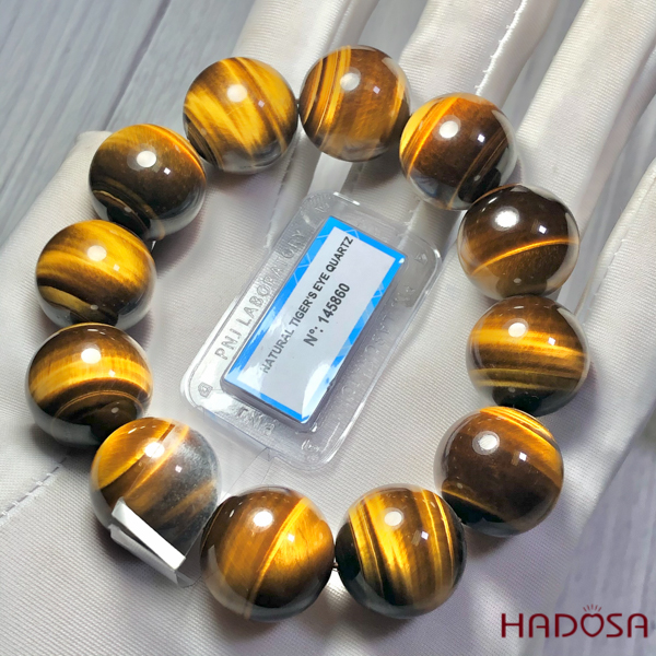 Vòng đá Mắt Hổ vàng nâu 18mm cao cấp chuẩn 5A