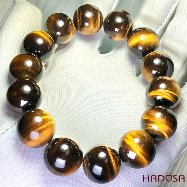 Vòng đá Mắt Hổ vàng nâu 16mm cao cấp chuẩn 5A