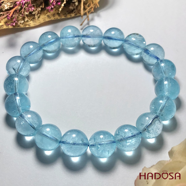 Vòng đá Topaz xanh 10mm cao cấp chuẩn 5A