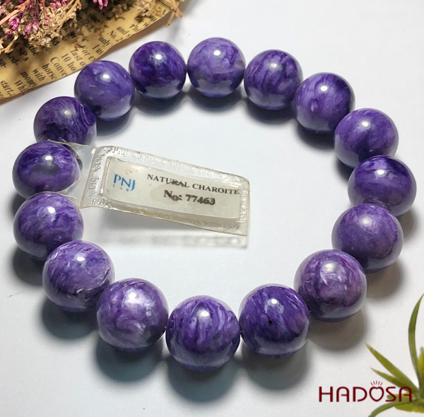 Vòng tay đá Mắt Rồng Charoite 14mm chuẩn 5A