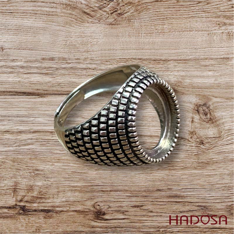 Khung nhẫn bạc Thái Chấm Bi 12x16mm