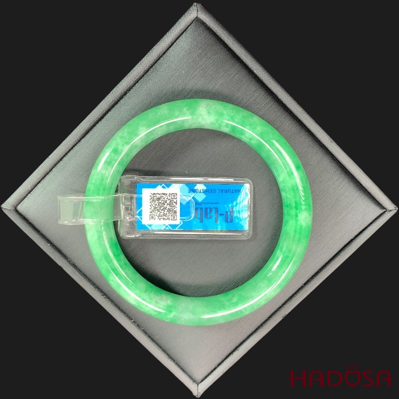 Vòng Ngọc Cẩm Thạch bản tròn xanh lý vân bông ni 52