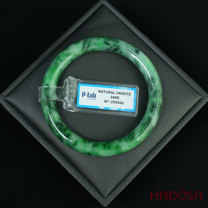 Vòng Ngọc Cẩm Thạch bản tròn xanh vân bông ni 53