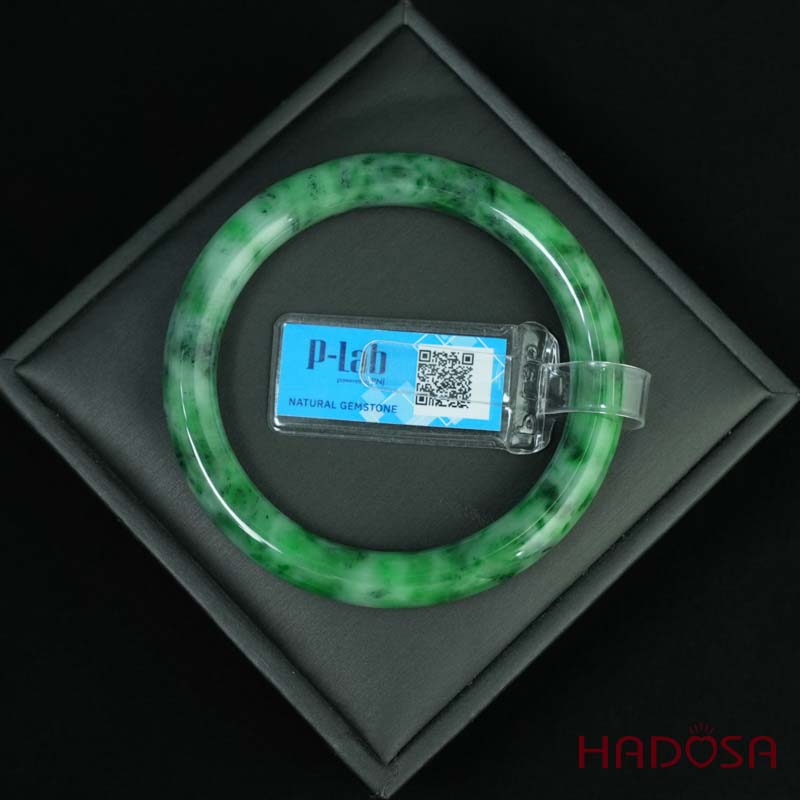 Vòng Ngọc Cẩm Thạch bản tròn xanh vân bông ni 53