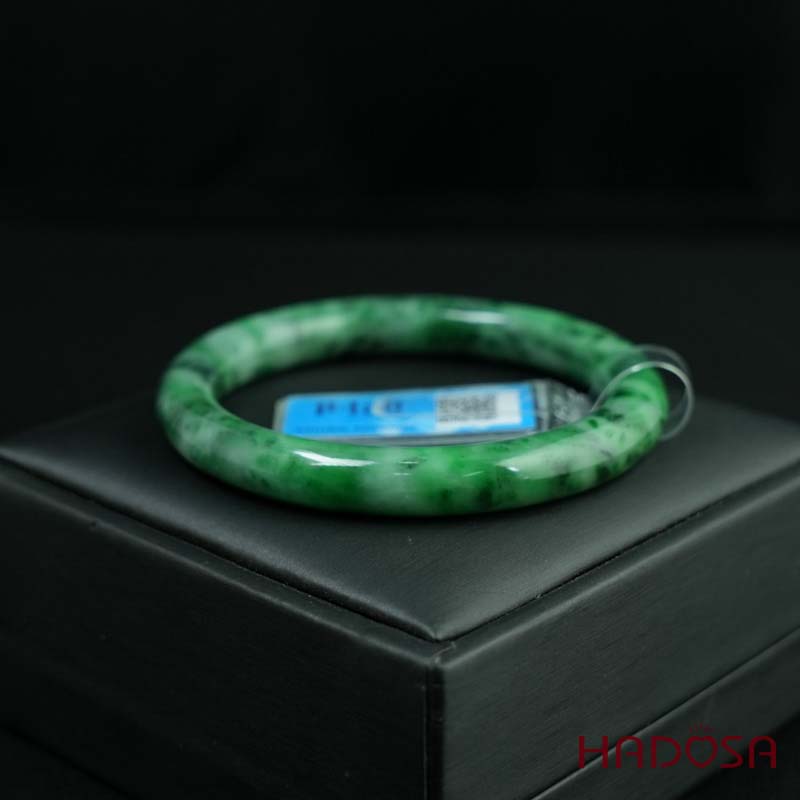Vòng Ngọc Cẩm Thạch bản tròn xanh vân bông ni 53