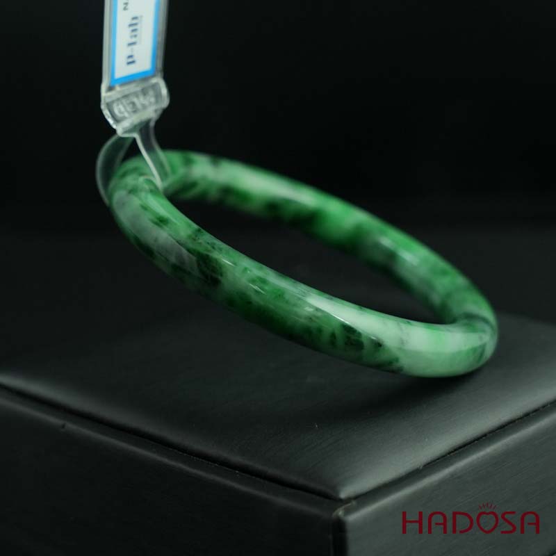 Vòng Ngọc Cẩm Thạch bản tròn xanh vân bông ni 53