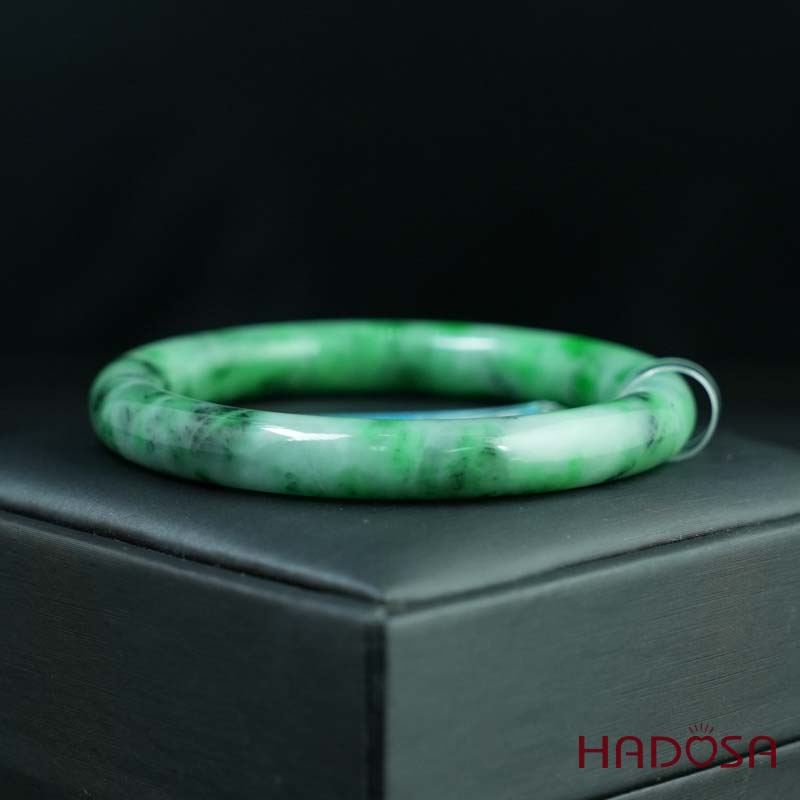 Vòng Ngọc Cẩm Thạch bản tròn xanh vân bông ni 51