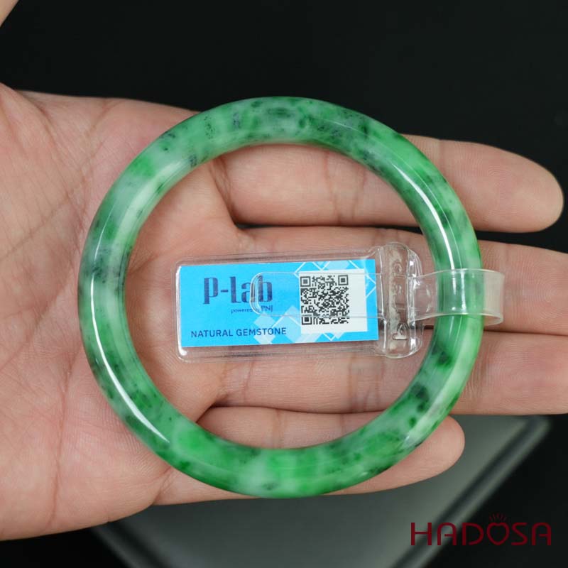 Vòng Ngọc Cẩm Thạch bản tròn xanh vân bông ni 53