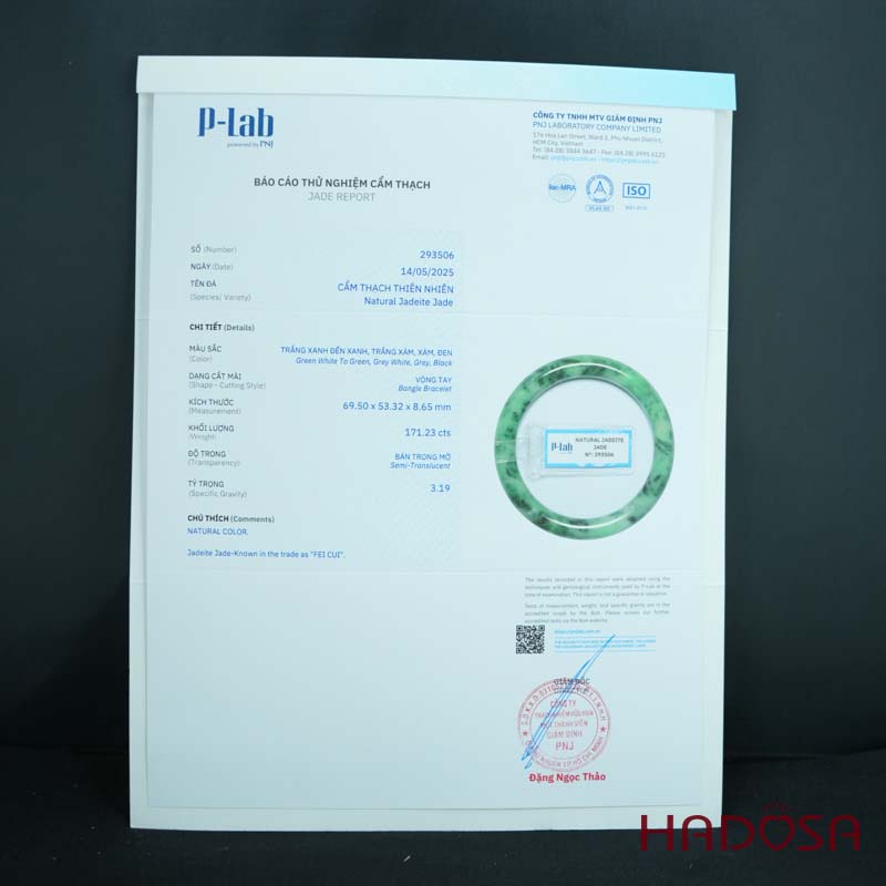 Vòng Ngọc Cẩm Thạch bản tròn xanh vân bông ni 53