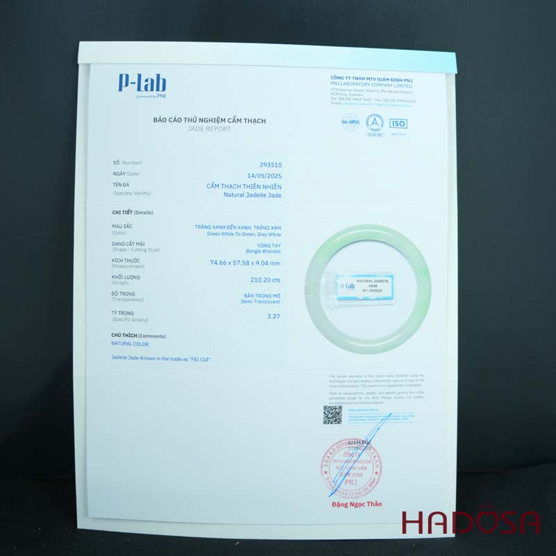 Vòng Ngọc Cẩm Thạch bản tròn xanh điểm lí ni 57