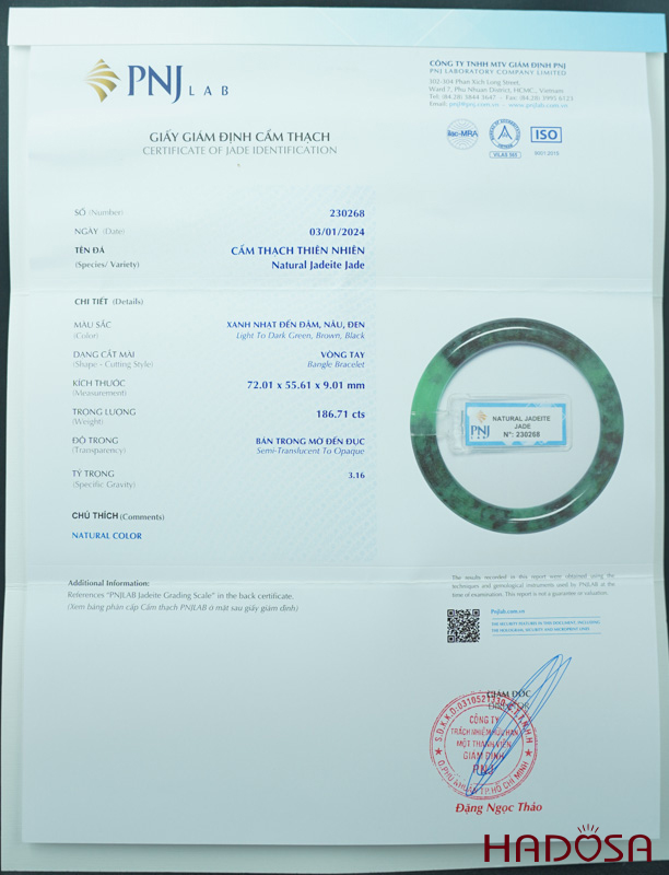 Vòng Ngọc Cẩm Thạch bản tròn xanh tươi ni 55