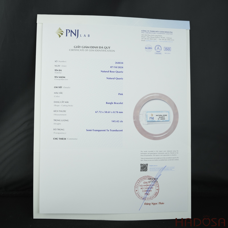 Vòng kiềng thạch anh hồng tròn ni 50mm 4A