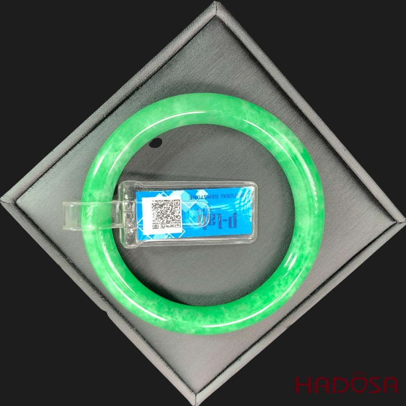 Vòng Ngọc Cẩm Thạch bản tròn xanh lý vân bông ni 54