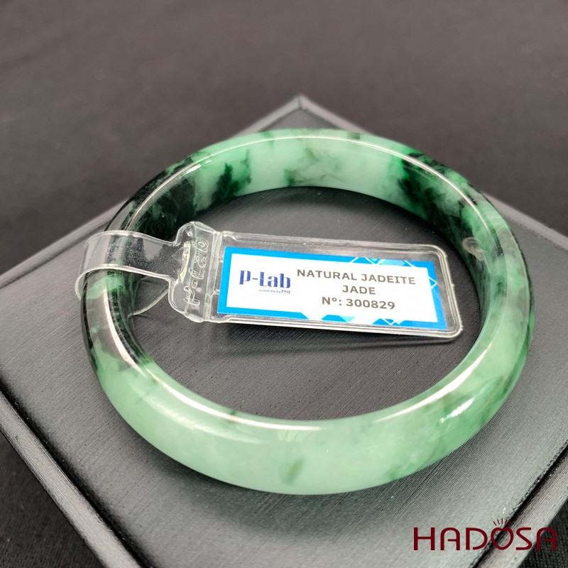 Vòng Ngọc Cẩm Thạch lá hẹ xanh vân đậm ni 52