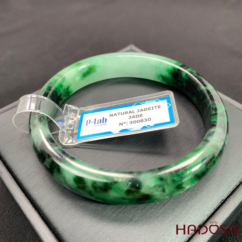 Vòng Ngọc Cẩm Thạch lá hẹ xanh vân đậm ni 55