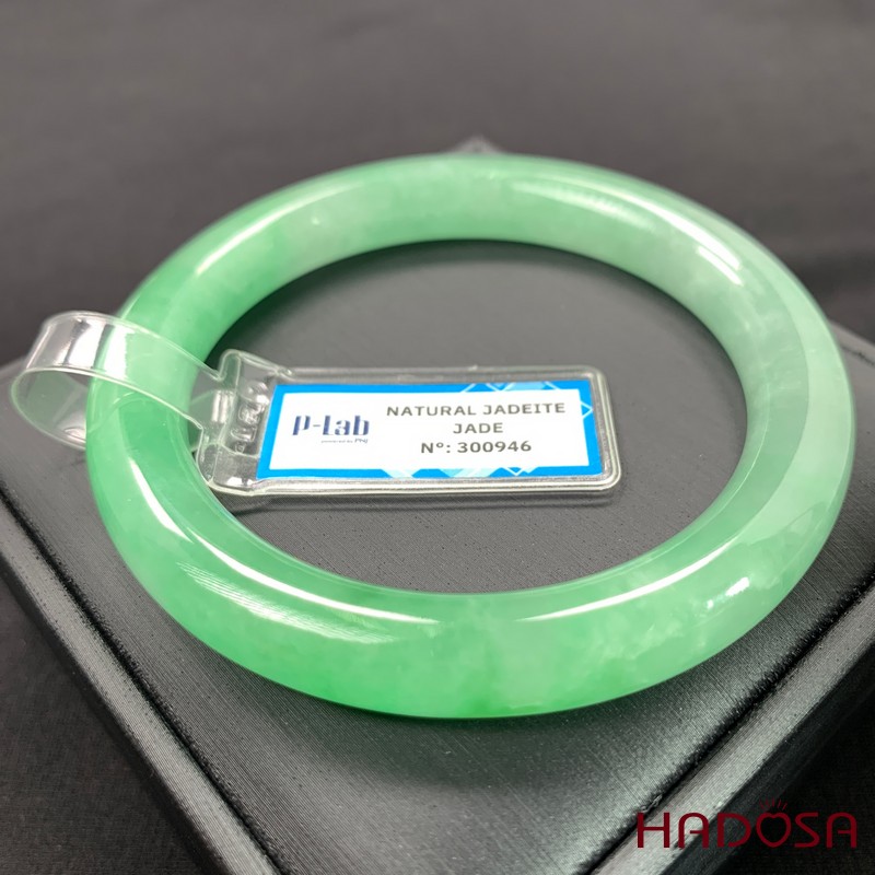 Vòng Ngọc Cẩm Thạch bản tròn xanh vân lý ni 57
