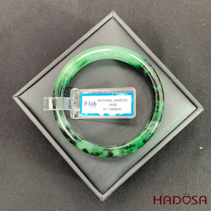 Vòng Ngọc Cẩm Thạch lá hẹ xanh vân đậm ni 55