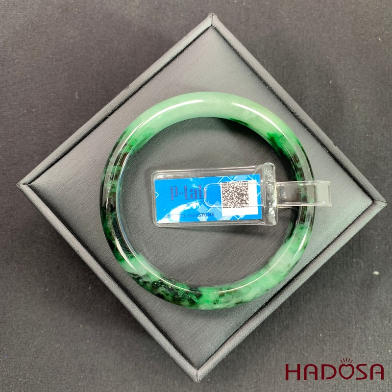 Vòng Ngọc Cẩm Thạch lá hẹ xanh vân đậm ni 55