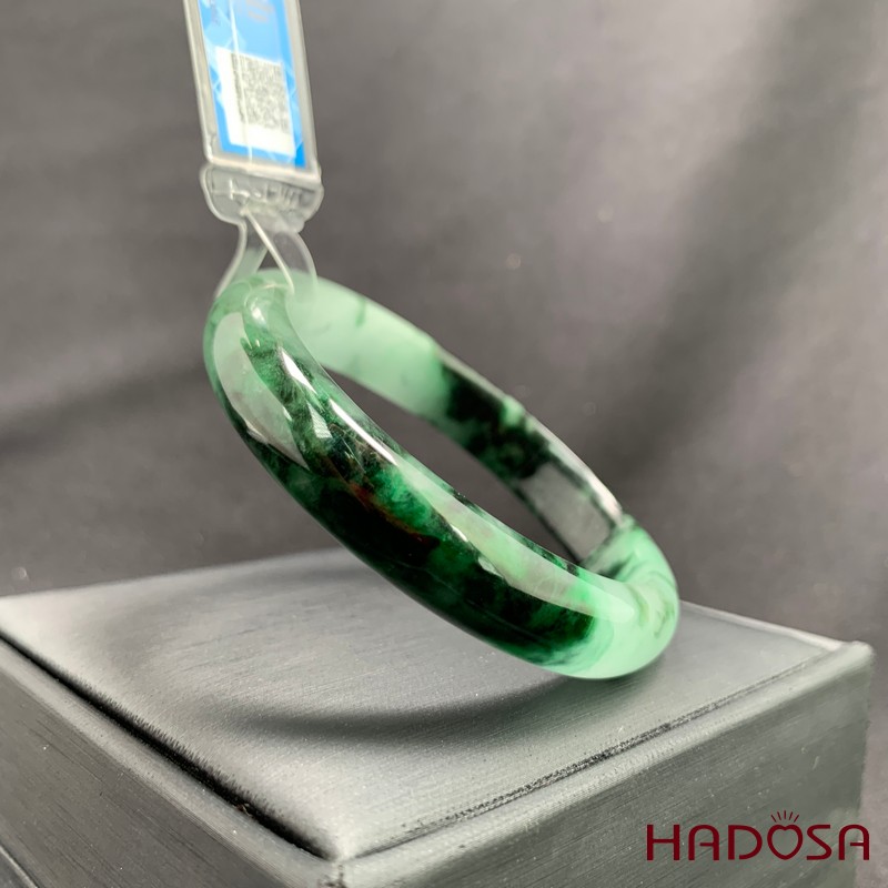 Vòng Ngọc Cẩm Thạch lá hẹ xanh vân đậm ni 52
