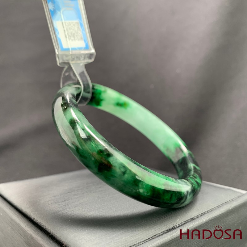 Vòng Ngọc Cẩm Thạch lá hẹ xanh vân đậm ni 55
