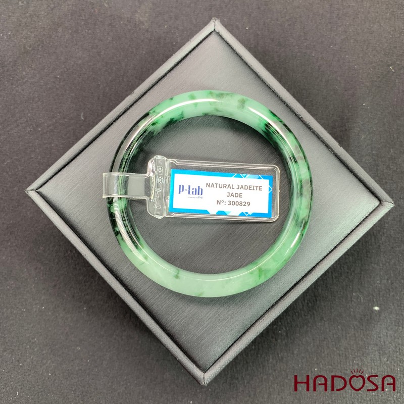 Vòng Ngọc Cẩm Thạch lá hẹ xanh vân đậm ni 52