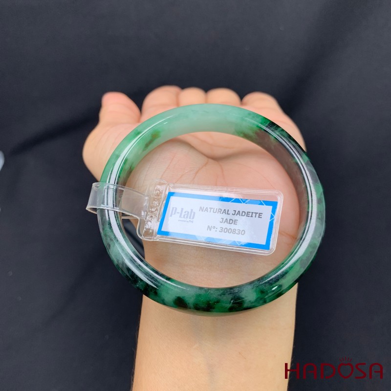 Vòng Ngọc Cẩm Thạch lá hẹ xanh vân đậm ni 55